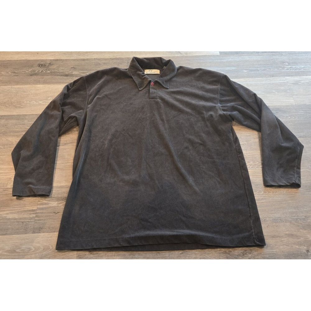 Pavo by La‎ Strada Men's Polo Shirt Gray Long Sleeve XL 100% polyester